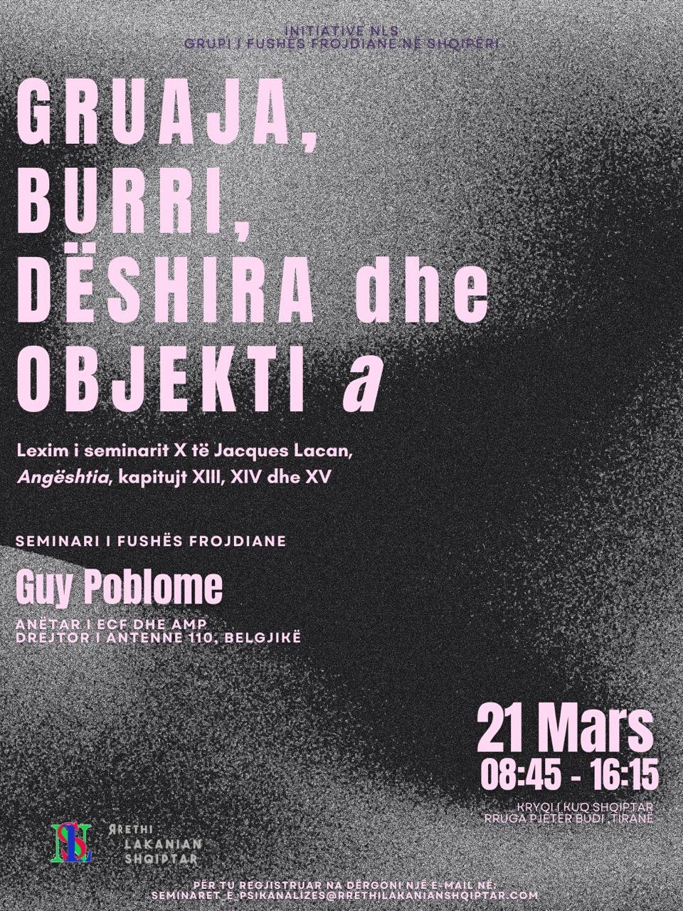 Seminari i psikanalizës 21 mars 2026